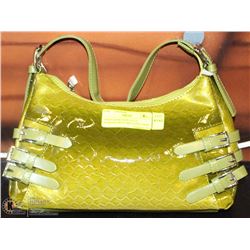 GREEN SNAKESKIN STYLE HANDBAG WITH SHOULDER STRAP