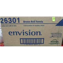 CASE OF ENVISION BROWN ROLL TOWELS