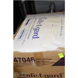 CASE OF SAFE-T-GARD WHITE HALF FOLD SEAT COVERS
