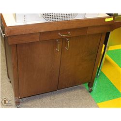 WOOD ROLLING MICROWAVE STAND WITH UNDER STORAGE