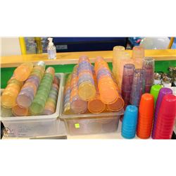 LOT OF ASST COLORED PLASTIC CUPS