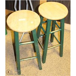 2 WOOD BAR STOOLS