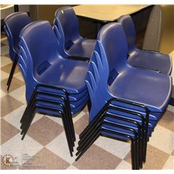 LOT OF 20 PLASTIC STACKABLE BLUE CHAIRS