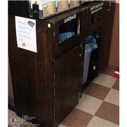 WOOD GARBAGE & CONDIMENT STAND