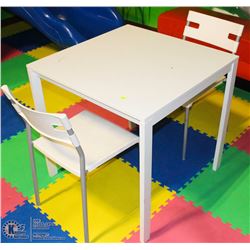 WHITE TABLE AND 2 CHAIRS