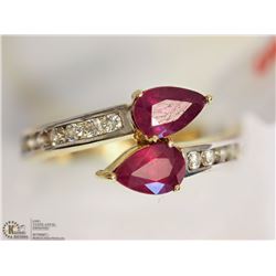 #6: 14KT Y/W GOLD RUBIES & DIAMOND RING