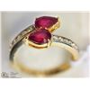 Image 2 : #6: 14KT Y/W GOLD RUBIES & DIAMOND RING