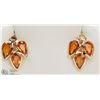 Image 1 : #7: 14KT YELLOW GOLD SAPPHIRE DIAMOND EARRINGS