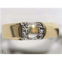 #18: 10KT YELLOW GOLD DIAMOND INITIAL "D" RING