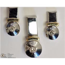 #23: 14KT Y&W GOLD DIAMOND PENDANT & EARRINGS SET