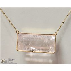 #29: 14KT YELLOW GOLD LARGE KUNZITE NECKLACE