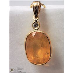 #38: 14KT YELLOW GOLD SAPPHIRE & DIAMOND PENDANT