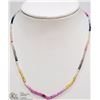 Image 1 : #39: 14KT YELLOW GOLD SAPPHIRE BEAD NECKLACE