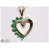 Image 1 : #43: 10KT YELLOW GOLD EMERALD & DIAMOND PENDANT