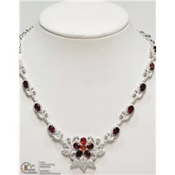 #46: STERLING SILVER GARNET & CZ NECKLACE