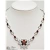 Image 1 : #46: STERLING SILVER GARNET & CZ NECKLACE