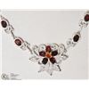 Image 2 : #46: STERLING SILVER GARNET & CZ NECKLACE