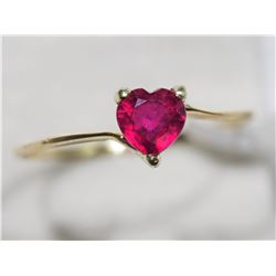#49: 10KT YELLOW GOLD RUBY HEART SHAPE RING