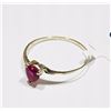 Image 2 : #49: 10KT YELLOW GOLD RUBY HEART SHAPE RING