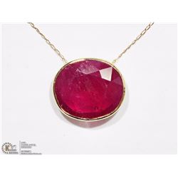 #50: 10KT YELLOW GOLD LARGE RUBY NECKLACE