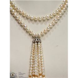 #40: STERLING SILVER FRESHWATER PEARL&CZ NECKLACE