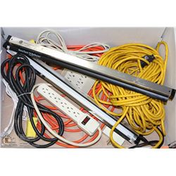LARGE BOX FULL OF EXTENSION CORDS,