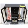 Image 1 : BLACK JEWELLERY BOX W/ CONTENTS