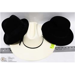 LOT OF 3 TOP HATS INCL GENUINE SHANGTUNG, GENUINE