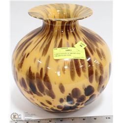 LARGE ESTATE 10" BROWN AND CREAM GLASS VASE