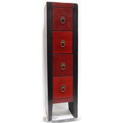BLACK & RED 4 DRAWER CABINET