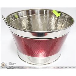 HUGE METAL BEER TUB WITH CRANBERRY TRIM