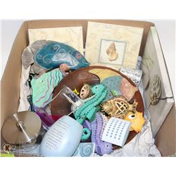 BOX W/BATHROOM DECOR - BOWL, FISH, SEA