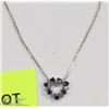 Image 1 : STERLING SILVER & SAPPHIRE HEART PENDANT W/ CHAIN