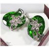 Image 1 : STERLING SILVER GREEN AUSTRIAN CRYSTAL EARRINGS