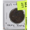 Image 1 : 1837 CANADIAN TOKEN COIN "BALE PENNY"