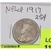 Image 1 : 1917 NFLD 25 CENT CANADIAN SILVER COIN