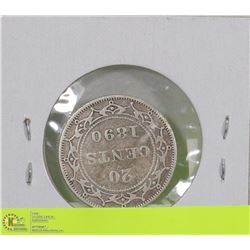 1890 NFLD 20 CENT CANADIAN SILVER COIN