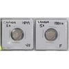 Image 1 : 2 CANADIAN 5 CENT SILVER COINS INCL 1899, 1880