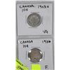 Image 1 : 2 CANADIAN TEN CENT SILVER  COINS INCL 1903 1936