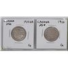 Image 1 : 2 CANADIAN 25 CENT SILVER COINS INCL 1902,1910