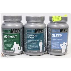 LOT OF 3 MAN-MEDS, INCL SLEEP, WORKOUT & PROSTATE