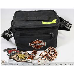 HD COOLER BAG W/ HARLEY DAVIDSON BEADED KEYCHAIN,