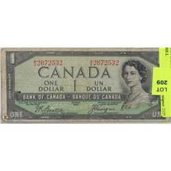 1954 CANADIAN $1 DEVILS FACE BILL