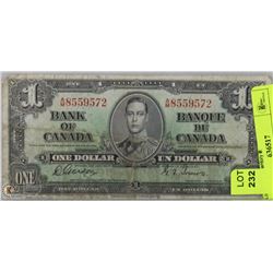 1937 CANADIAN $1.00 BILL