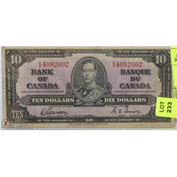 1937 CANADIAN $10.00 BILL