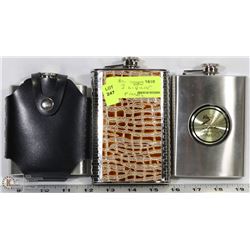 3 NEW LIQUOR FLASKS
