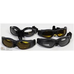 BOX WITH 4 PAIRS OF MOTORCYCLE GOGGLES ON CHOICE