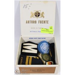 CIGAR BOX OF MILITARY PATCHES