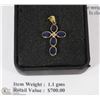 Image 1 : 14KT SAPPHIRE CROSS PENDANT