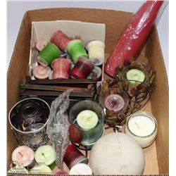 BOX W/OVER 30 SCENTED VOTIVE CANDLES &
